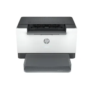 HP LaserJet M211dw compact wireless mono printer front view on wooden desk